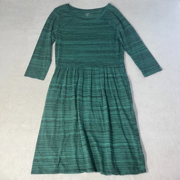 Toad & Co Womens Imogene Dress Large L 3/4 Sleeves Heathered Teal Blue Pockets - Picture 1 of 9